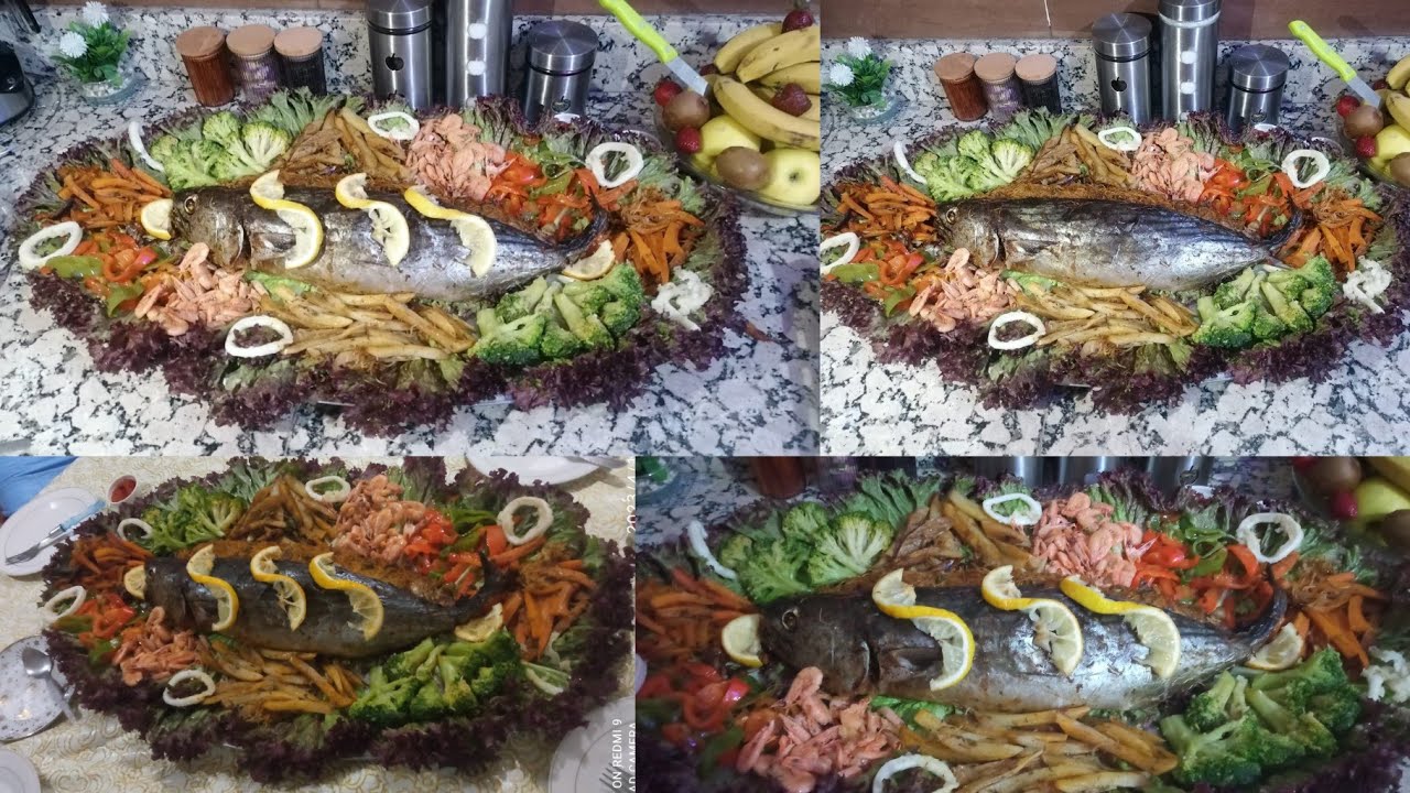 حوت مشرملة ومعمرة فالفرن مع الخضر كتجي لذيذة وعلى حقها وطريقها