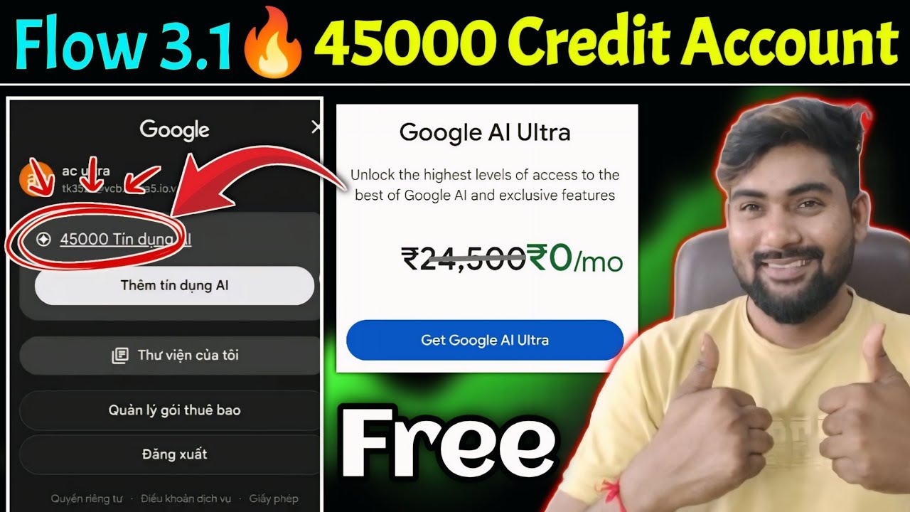 Flow 3.1 Ultra Account 45000 Credit Account | Veo 3.1 Create Unlimited Video Free Hd Quality 