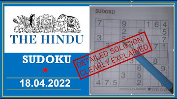 How to Solve 1 Star Hindu  Sudoku Apr 18, 2022 -  Tips and Techniques Clearly Explained