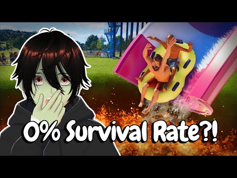 Water Park with a 0% Survival Rate | KuroShika Reacts to Let's Game It Out playing Planet Coaster 2