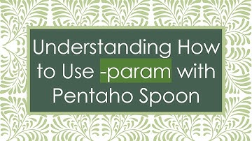 Understanding How to Use -param with Pentaho Spoon