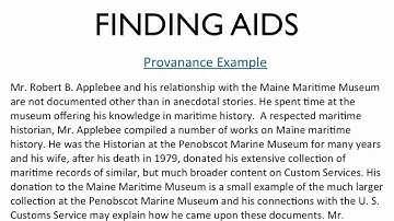 Finding Aids