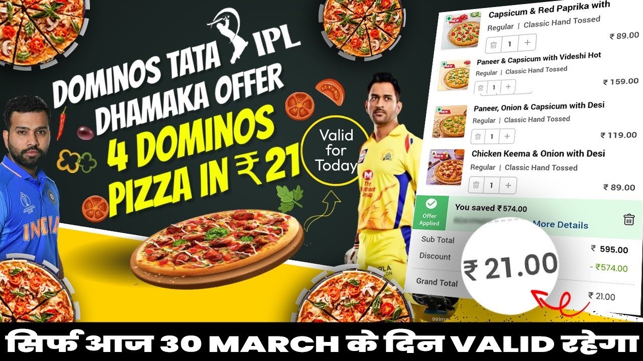 Dominos Latest (30th March) Dhamaka Offer 4 pizza in ₹21🔥Domino’s pizza offerdominos offer