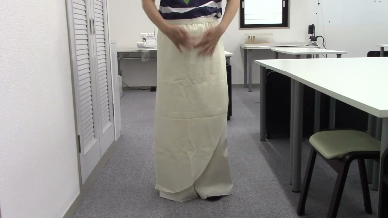 【洋裁の学校】おうちで洋裁７２６　ギャザーパンツ　修正・ひら布裁断後の際仮縫い・試着