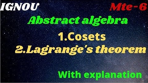 Abstract algebra||mte6|Lagrange
