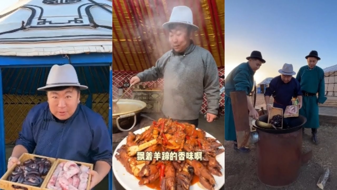 Бату покажет вам монгольские деликатесы: острые бараньи ножки и свиную грудинку, завернутую