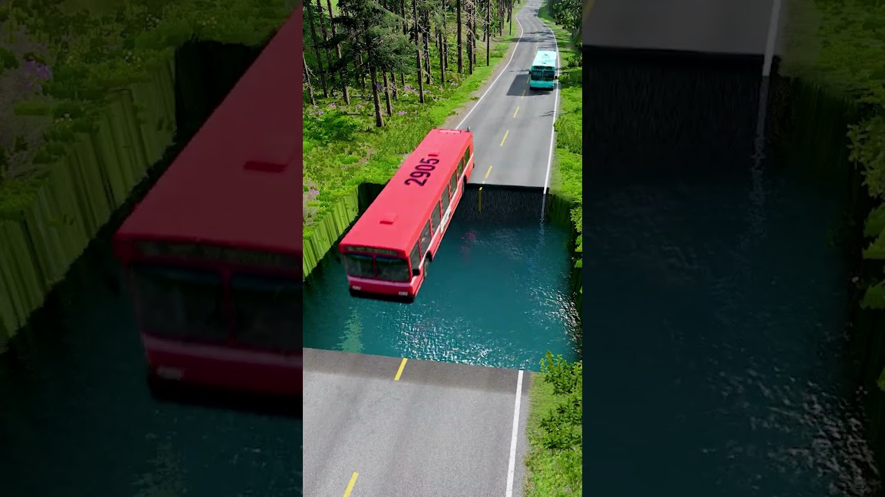 Автобус проезжает мимо ямы с водой №19 | 