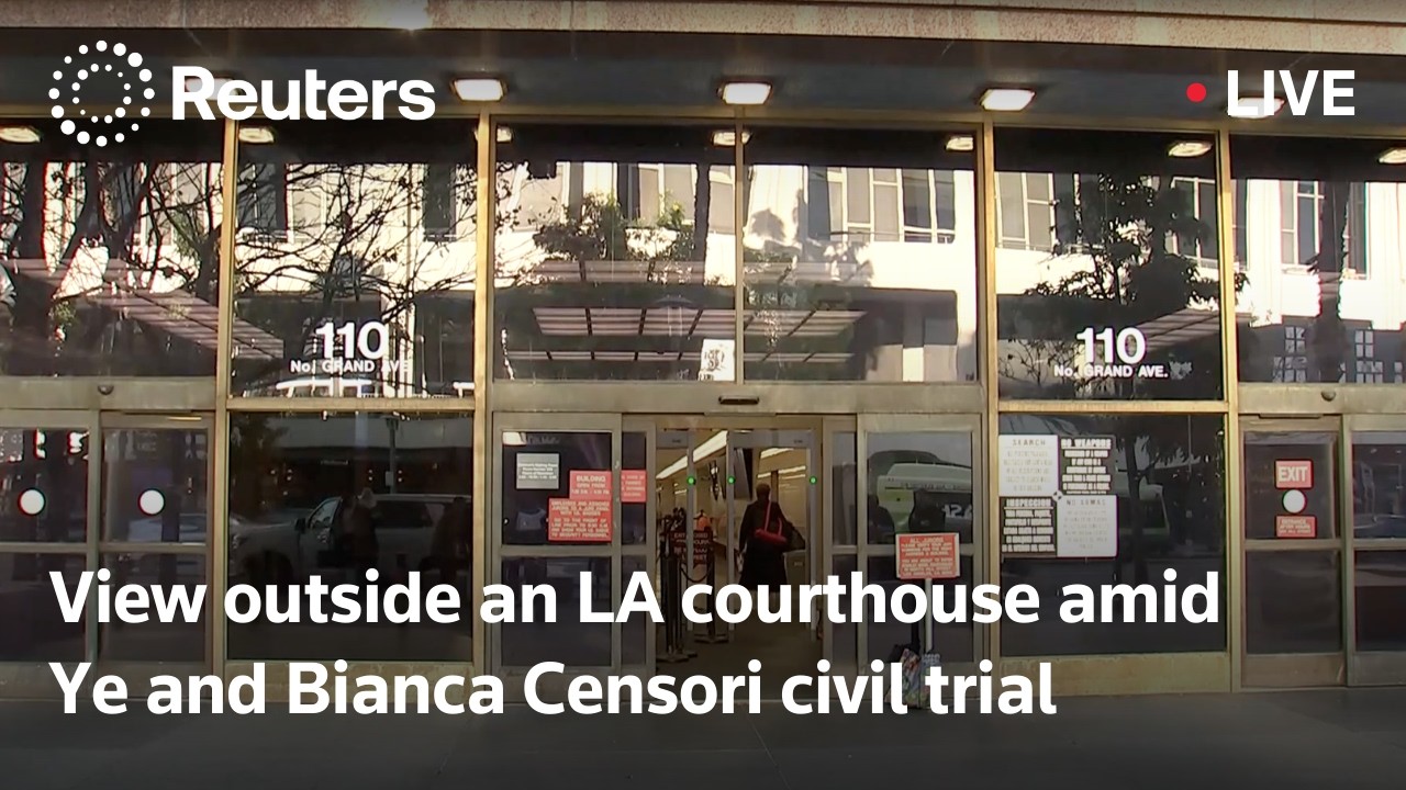 LIVE: View outside an LA courthouse amid Ye and Bianca Censori civil trial