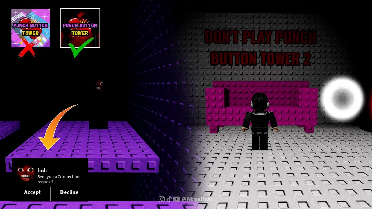 PUNCH BUTTON TOWER SCARY BOB SECRET ROBLOX GAMEPLAY (ASMR KEYBOARD)