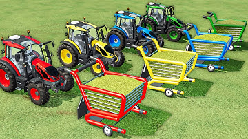 Mini Tractor of Colors! Making Corn Chaff with Shopping Cart! Transport to Sell Point! FS22