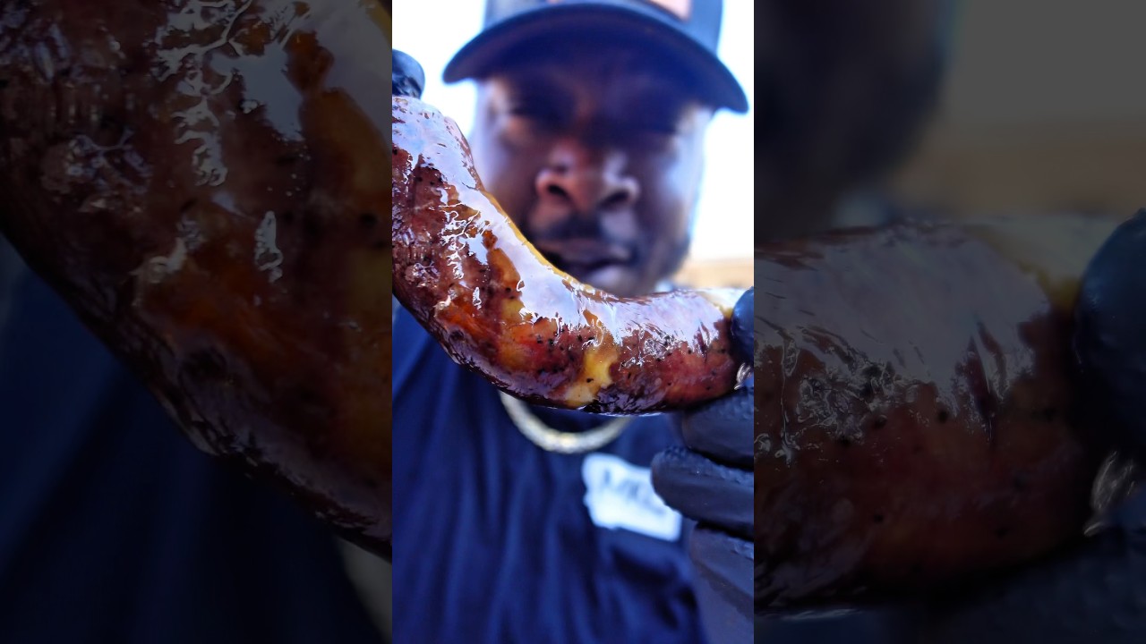 Brisket n cheddar sausage 🤯 #beefandcheese #sausage #bbq #chucksflavortrain