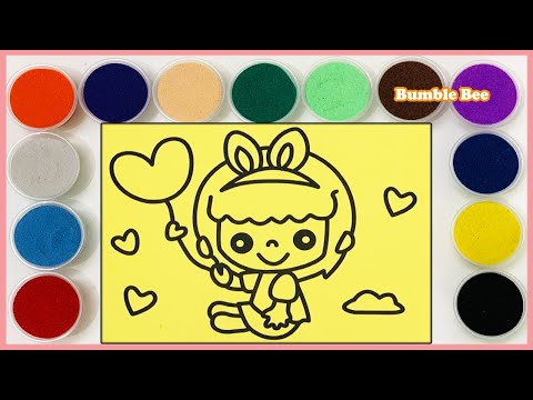 Video Baby girl with cute balloon sand painting/Tô màu tranh... - youtube