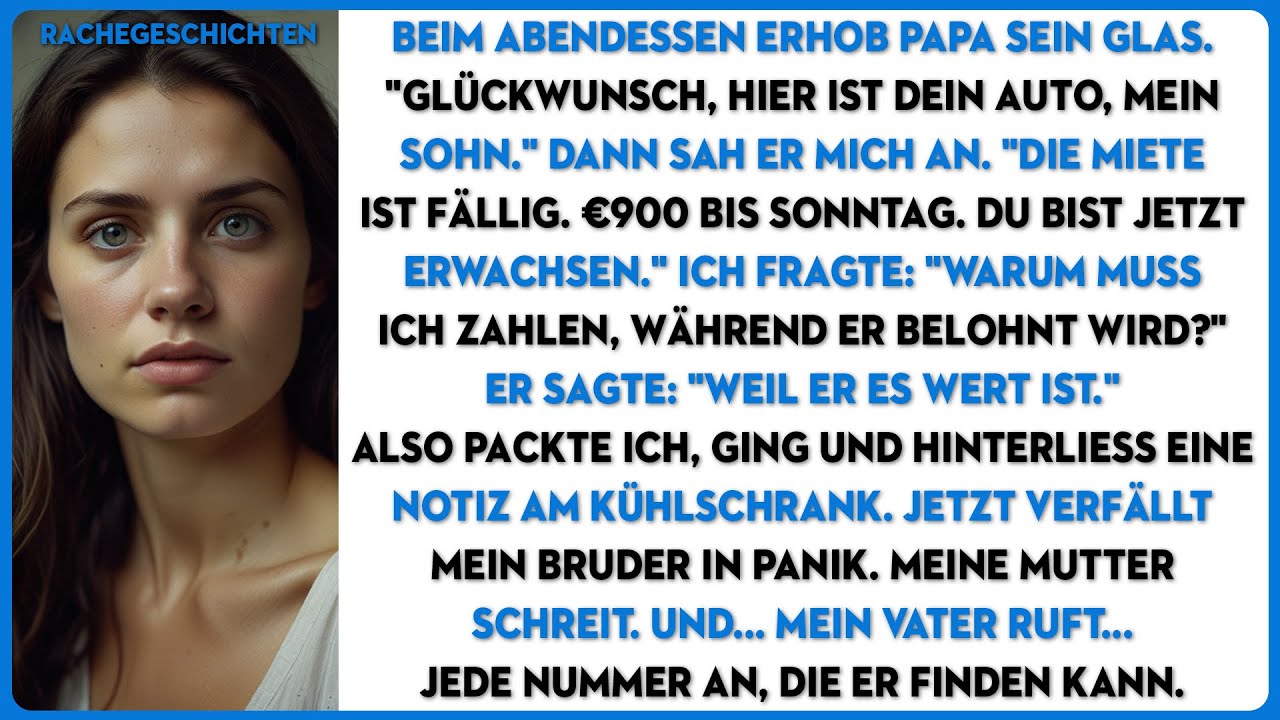 Mein Bruder bekam ein Auto zum Abschluss. Ich bekam eine Mietrechnung. Ich ging ohne ein Wort...