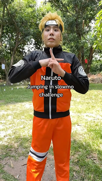 Jumping in slow-mo Challenge 🤣 #naruto #slowmotion #jumping #challenge