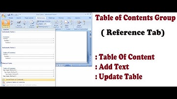 Table of Contents Group In Microsoft Word | Reference Tab | Add Text | Update Table