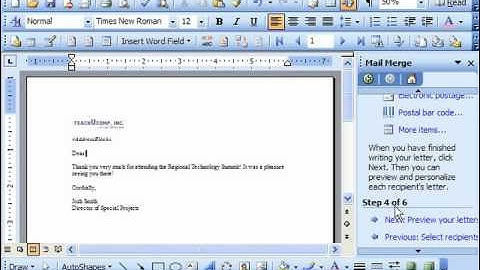 Word 2003 Tutorial Inserting & Removing Merge Fields Microsoft Office Training Lesson 21.3