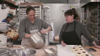 Baking sweet and savory biscuits with Sea Level Bakery in Cannon Beach Oregon