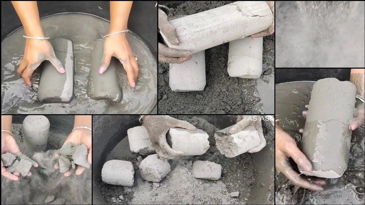 Asmr- P2 Super soft dusty sand cement dry water 💦 crumbling/dipping see description