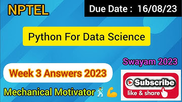 Python For Data Science | Week 3 Quiz | Assignment 3 Solution | NPTEL | SWAYAM 2023