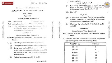 BCA 3RD SEM ELEMENTS OF STATISTICS BCA N DEC 2018 | DDUGU