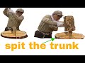 How to split the trunk or block of wood apart by hand, Incredible Tools and Cutting Timber technique