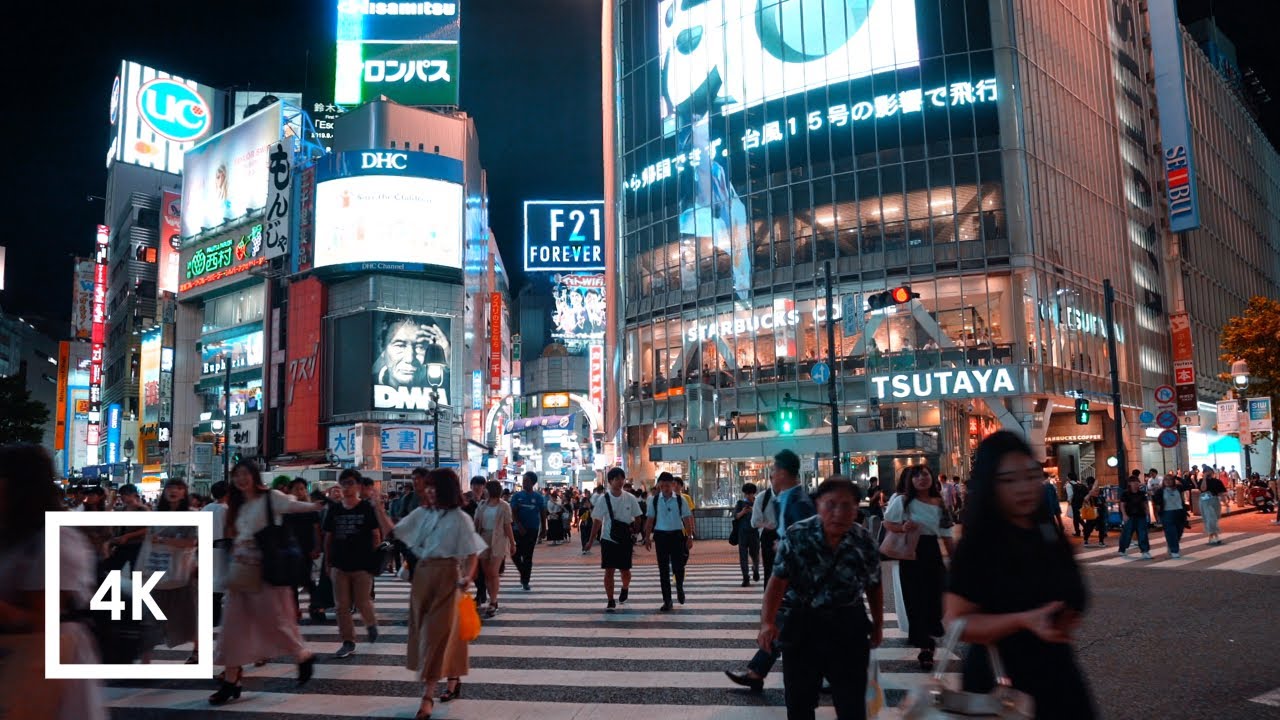 Download Walking Shibuya Crossing at Night, Binaural City Sounds in Tokyo | 4k