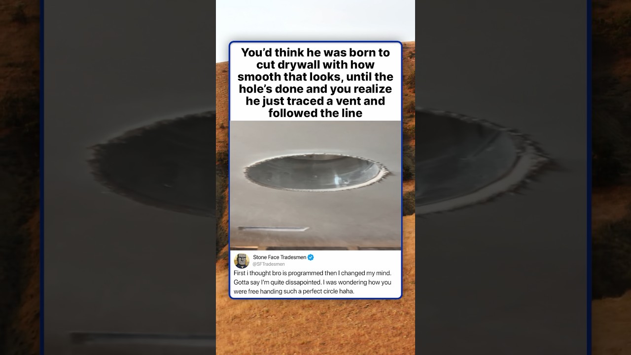 You'd think he was born to cut drywall with how smooth that looks, until the hole's done and you