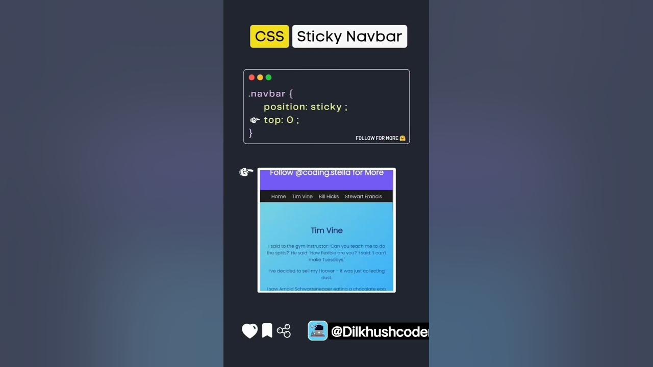 CSS Sticky Navbar | #shorts #youtubeshorts #css #short - YouTube