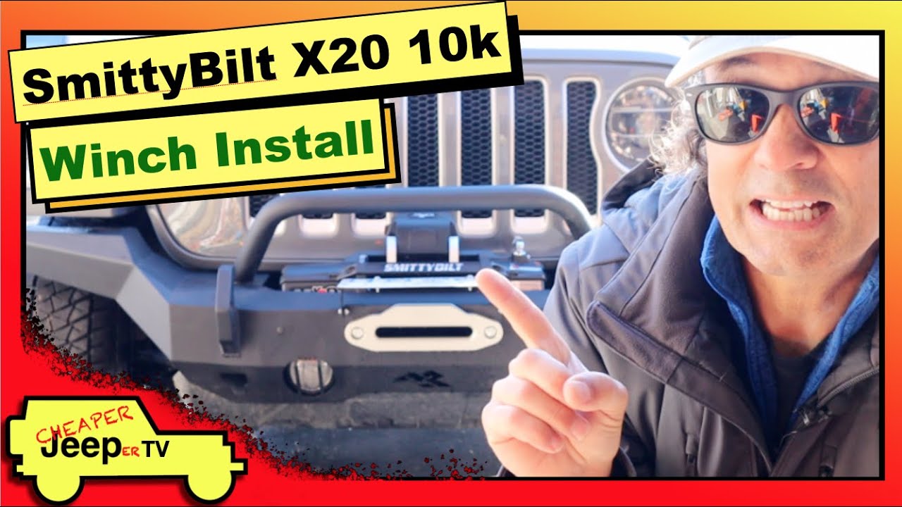 SmittyBilt X20 10k Winch Install - On a Jeep Wrangler With a Rugged Ridge  HD Full Width Bumper - YouTube