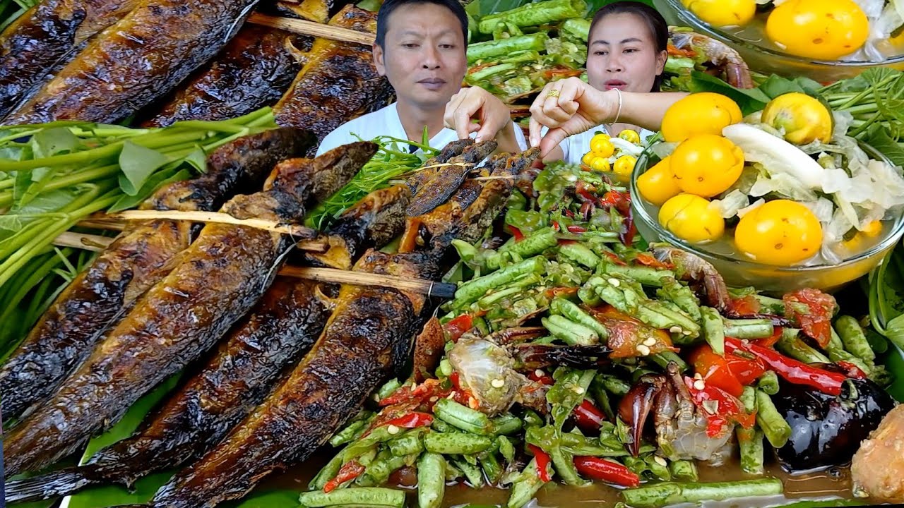 ตำถั่วไส่หมากกอกป่าปูนาดองปิ้งปลาดุกนาส้มผักข้าวเหนียวใหม่หอมๆแซ่บคักจ้า|30 พฤศจิกายน  2025