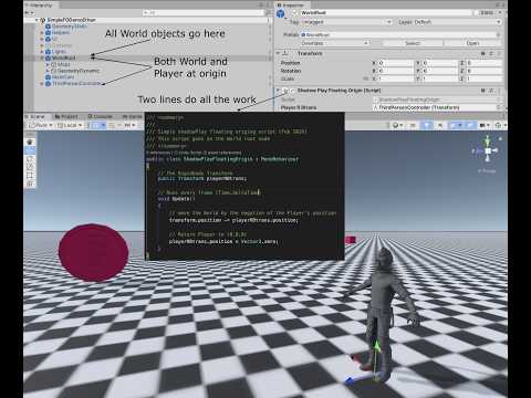 2-line code for Floating Origin in games and simulation