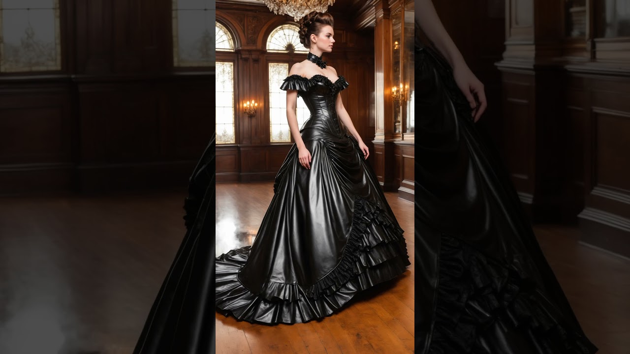 Timeless Elegance: Victorian-Inspired Leather Bustle Dresses 