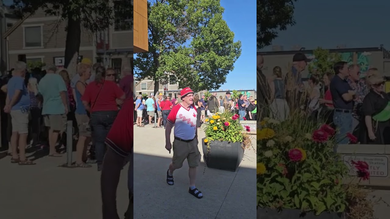 People waiting in line to sign the Forever Canadian petition at Casa in Lethbridge 