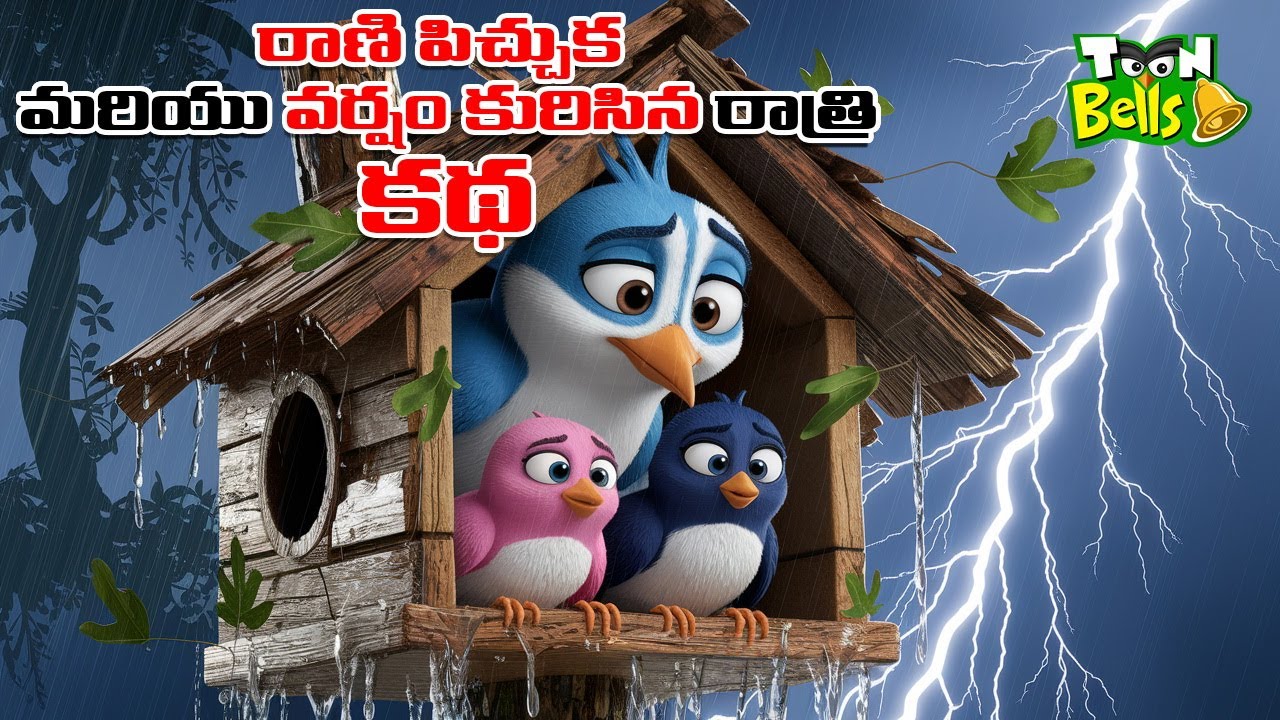 Telugu Stories - రాణి పిచ్చుక మరియు వర్షం కురిసిన రాత్రి నీతి కథ - Stories in Telugu -Moral Stories