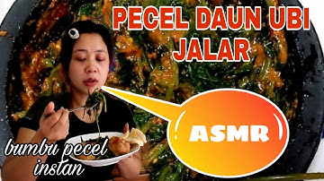 ASMR,,,,,,,|| pecel  daun ubi jalar|| bumbu pecel instan sinti @ani family4567