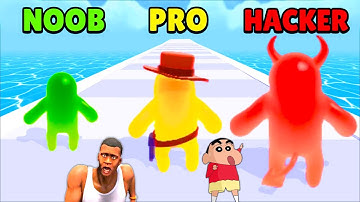 NOOV vs PRO vs HACKER in JOIN BLOB CLASH 3D with SHINCHAN and CHOP and AMAAN-T Game in hindi