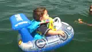 Devin in his car floatie