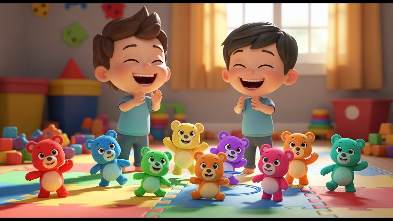 Восемь маленьких игрушечных мишек Виггл Виггл Виггл | Детские песенки и стишки для малышей