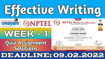 Effective Writing | NPTEL | Week 1 Assignment 1 Solution | Jan 2022
