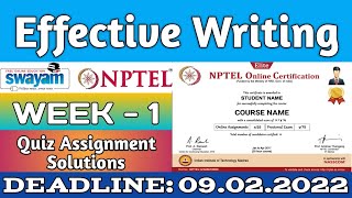 Effective Writing | NPTEL | Week 1 Assignment 1 Solution | Jan 2022