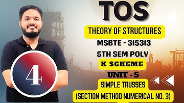 Ch- 5 SIMPLE TRUSSES  |SECTION METHOD NUM 3|MSBTE| Theory of structure | SEM5| TOS |K SCHEME|315313|