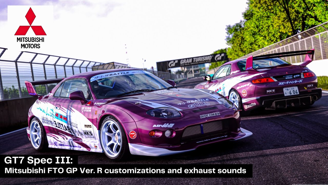 GT7 Spec III: Mitsubishi FTO GP Version R Customizations and exhaust sounds