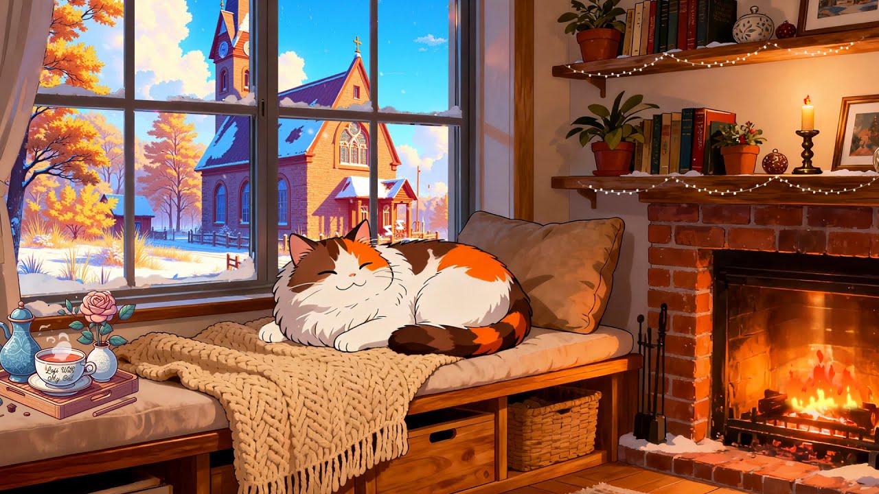 Lofi With My Cat || day in life of cat  🎶🐾☕ cozy & relaxing music for a peaceful day