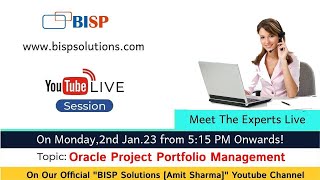 Live Webinar of Oracle Project Portfolio Management-2nd Jan-2023| @bispsolutions ✅✅