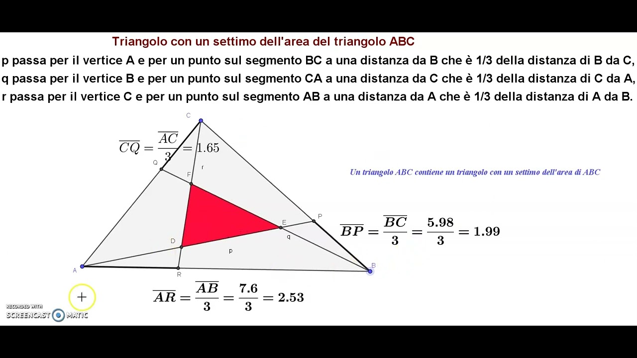 Come Si Trova L'area Del Triangolo Triangolo con un settimo dell'area del triangolo ABC - YouTube