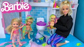 Barbie \& Ken Doll Family Night Routine - Making Slime \& Bedtime