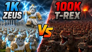 ⚡ 1,000 ZEUS vs 100,000 T-REX… THE GODS GO TO WAR?! 🤯🦖