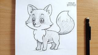 How to Draw a Cute Fox | Easy Pencil Drawing Step by Step