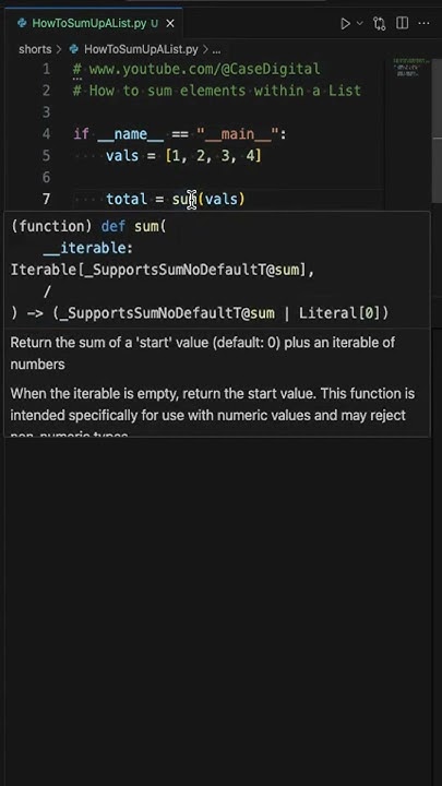 How To Sum A List In Python #python #code #programming - YouTube