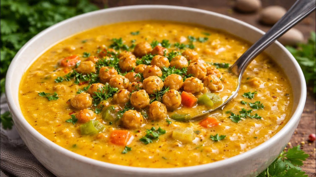 Eat this creamy chickpea soup every day. It keeps you full for hours and helps shrink belly fat.
